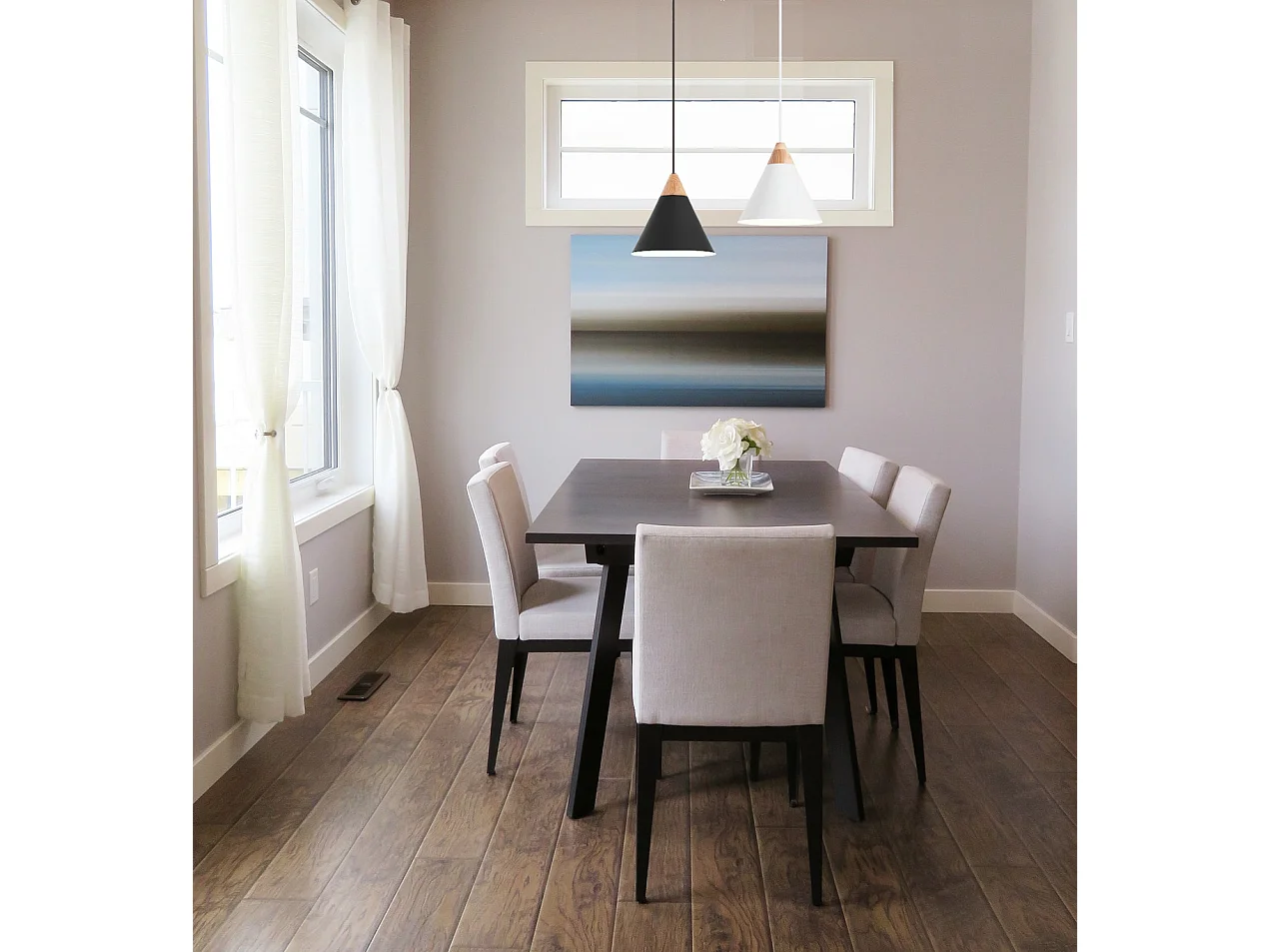 Plafonnier Oda moderne-h150cm x d.ø 20 cm-e27 60w-acier, bois-noir-IP20