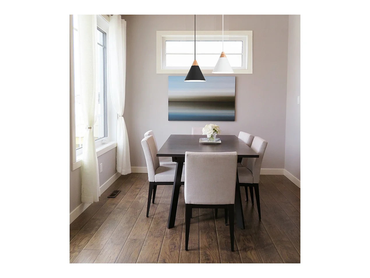 Plafonnier Oda moderne-h150cm x d.ø 20 cm-e27 60w-acier, bois-noir-IP20