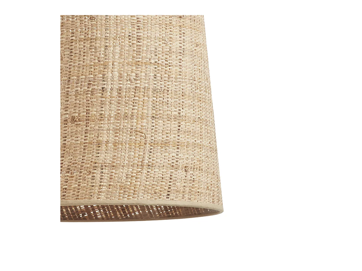 Plafonnier Thais moderne-h130cm x d.ø 35cm-e27 15w-ip20-acier et raphia de bali