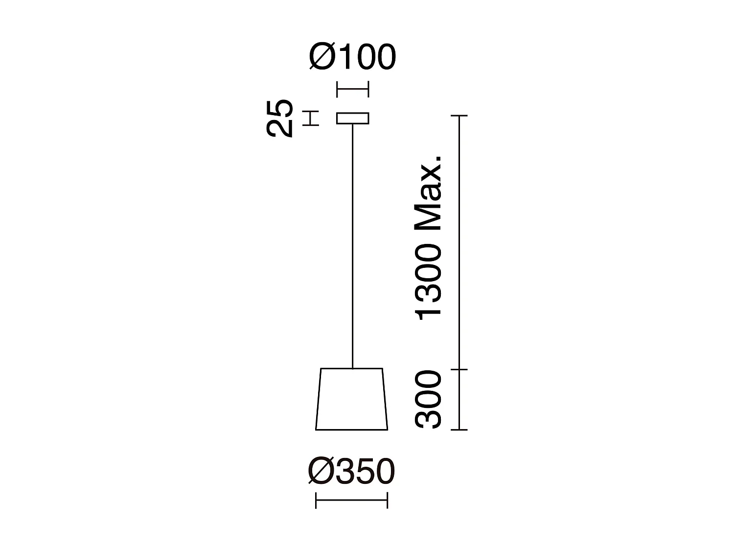 THAIS Deckenleuchte im modernen und skandinavischen Stil – H. 130 cm x T. 35 cm – E27 15 W – IP20 – Stahl und Bali-Bast