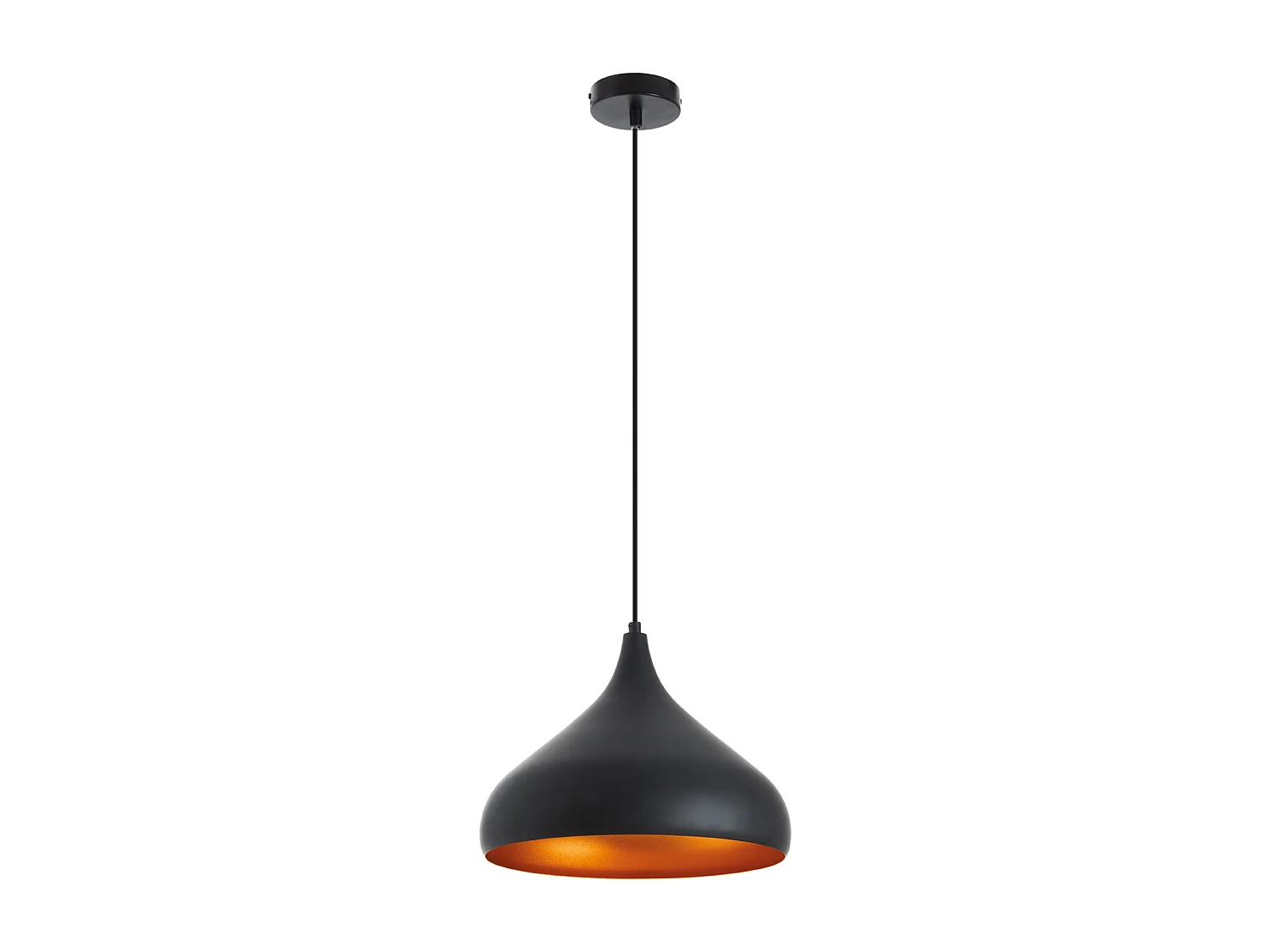 Nowoczesna lampa sufitowa wewn?trzna KAM - wys. 100 cm - klosz miedziany ø30 cm - E27 - 60W - stalowy i czarny