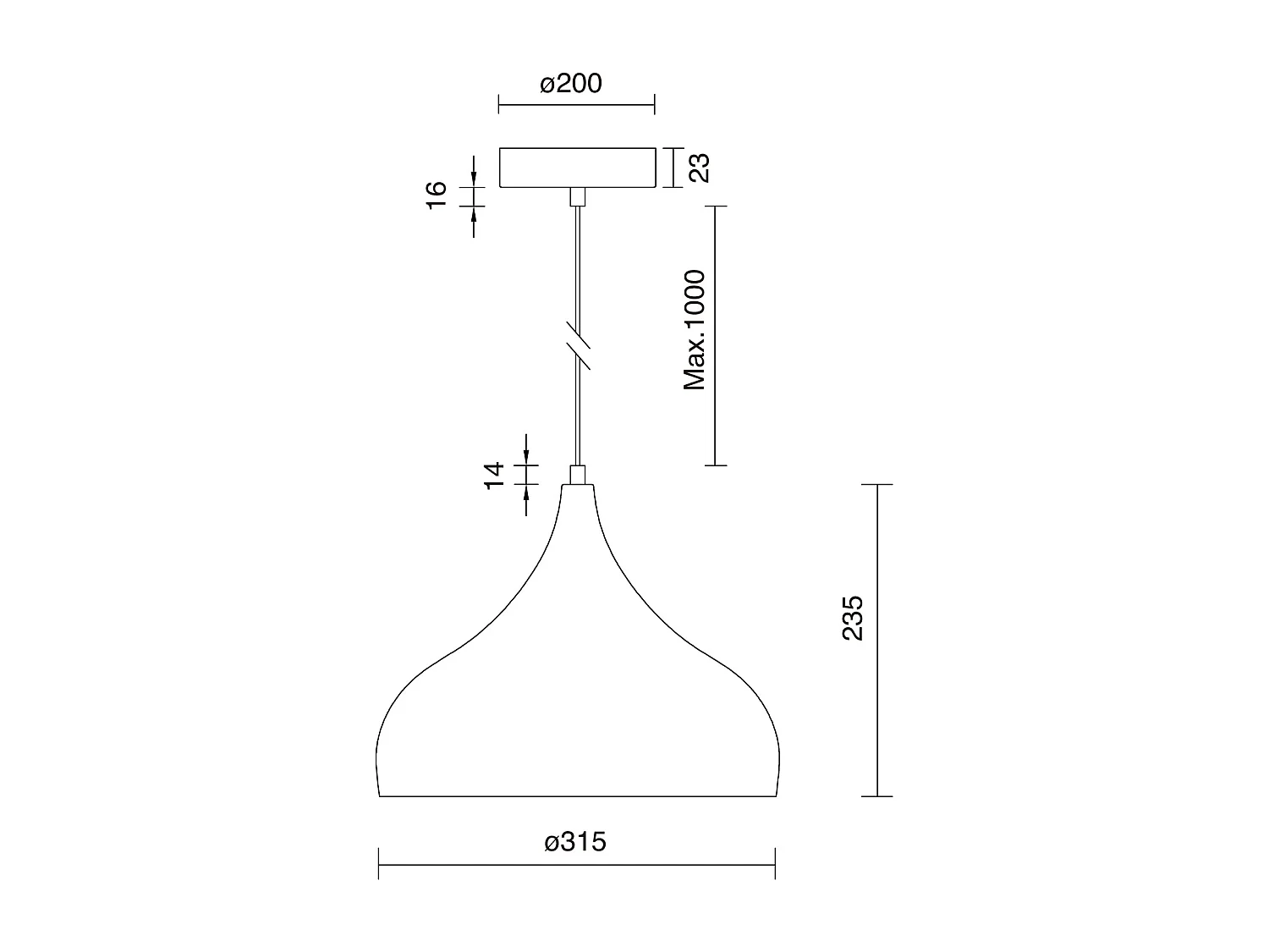 Nowoczesna lampa sufitowa wewn?trzna KAM - wys. 100 cm - klosz miedziany ø30 cm - E27 - 60W - stalowy i czarny