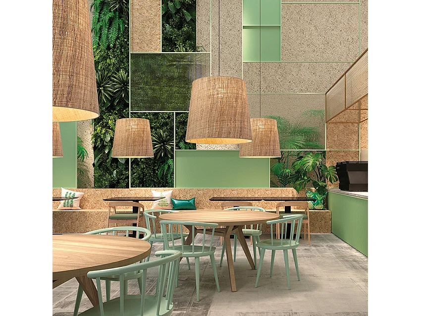 THAIS Deckenleuchte im modernen und skandinavischen Stil – H. 130 cm x T. 50 cm – E27 15 W – IP65 – Stahl und Bali-Bast