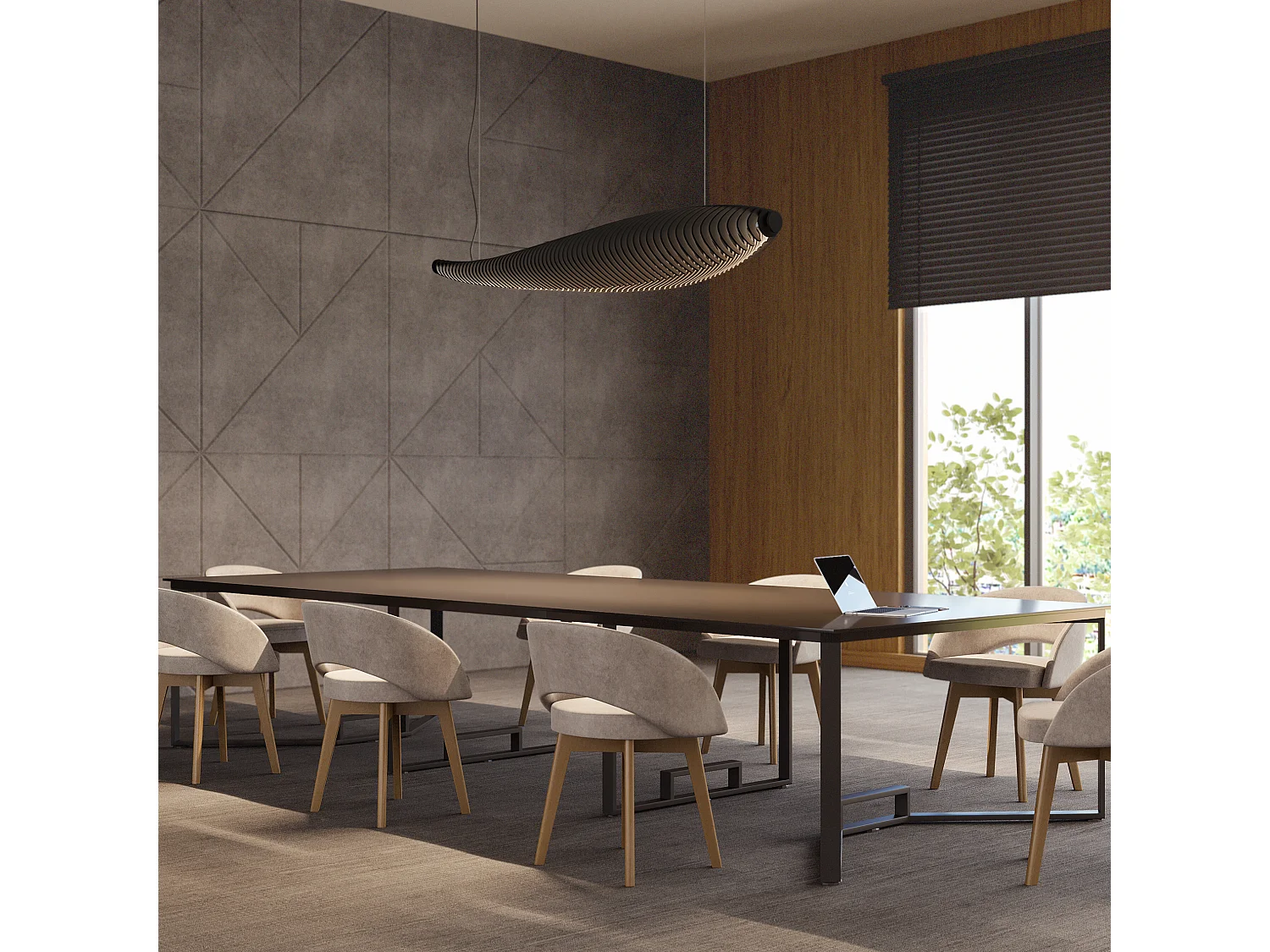 Plafonnier Poisson moderne- L.142,7cm x largeur 42,8cm-ip20, 26w led -2,7k-120º -noir