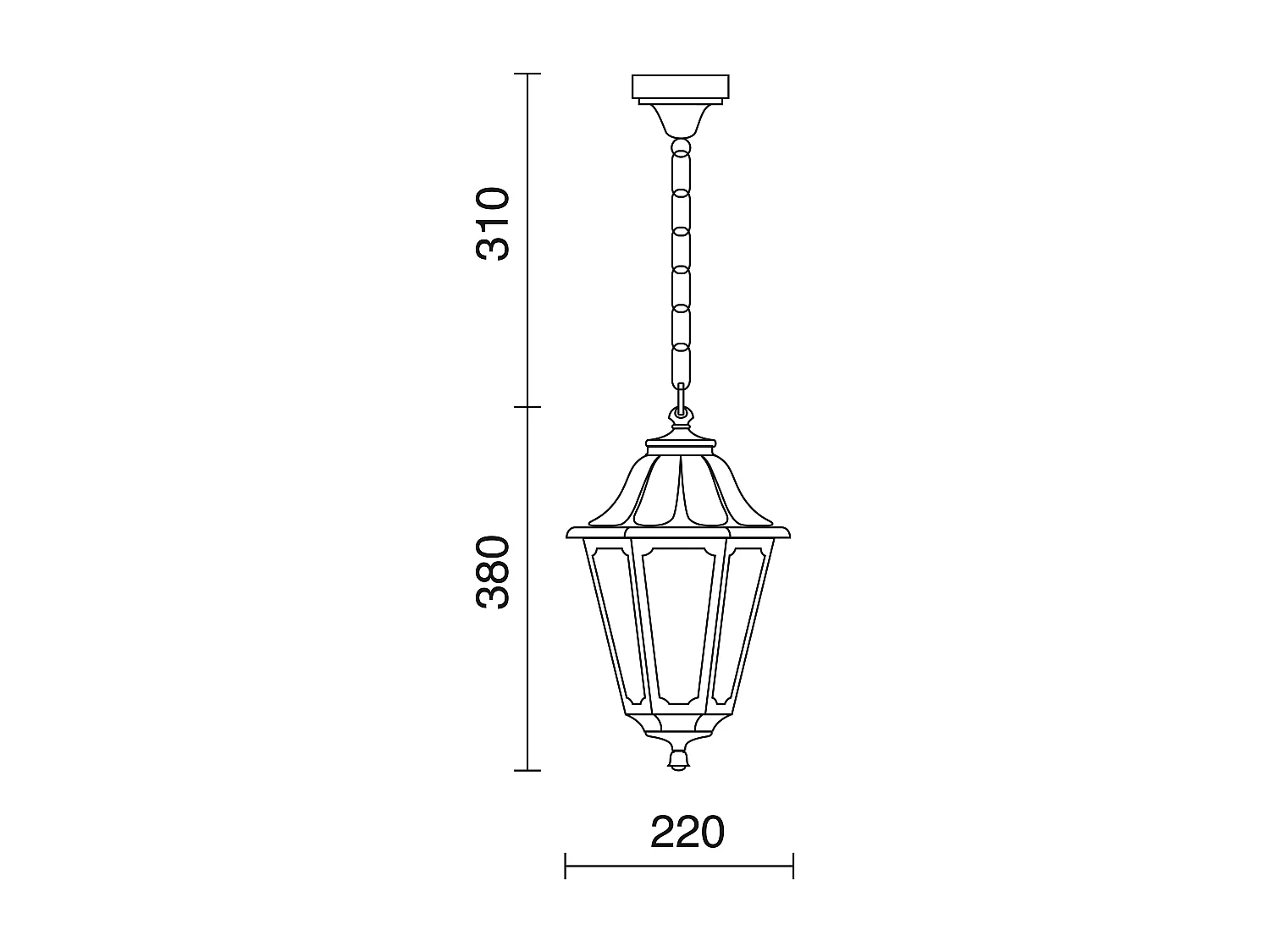 Lampada da soffitto classica indura Mini 6-h.69 cm-e27 42w-resina-ip55-nero