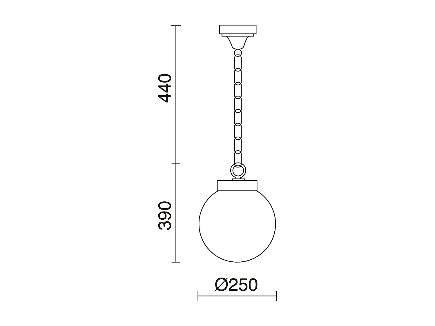 Plafonnier classic Boom-h 73 cm x d.ø25 cm-aluminium-e27 42w-ip44-noir