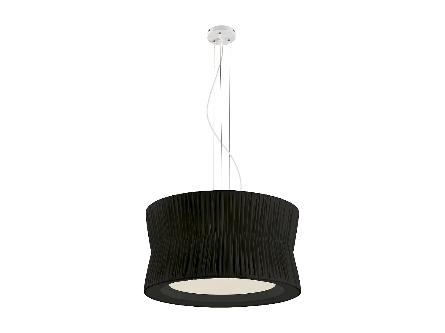 Candeeiro de teto CORA estilo clássico - abat-jour de fita plissada - D. ø59 cm x 3x E27 60W - aço e preto - IP20