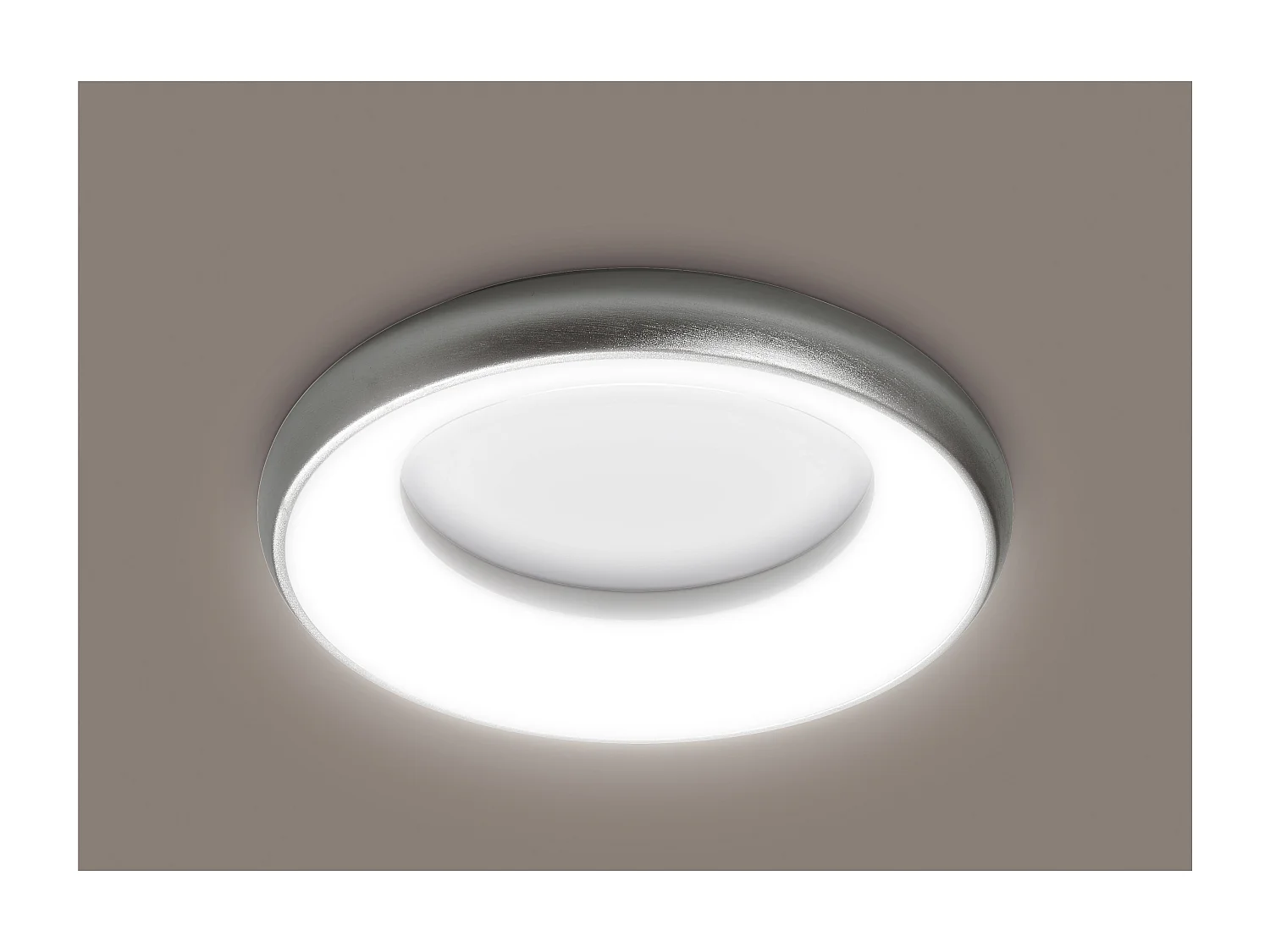 Candeeiro de teto estilo moderno FRED - D. 40 cm - circular - LED SMD 35W - 2940Y 3K - 120º e 125º - IP40 - alumínio e policarbonato opala - cinzento