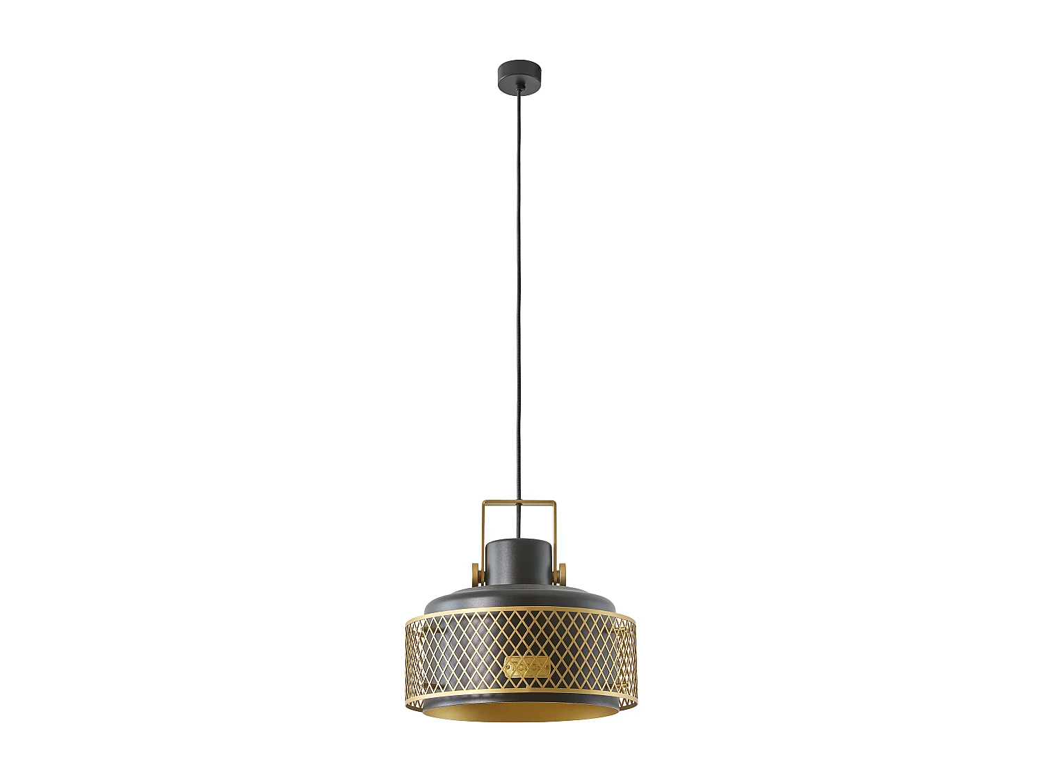 TOSCA moderne stijl plafondlamp - D. 33 cm x H. 150 cm - E27 60W - IP20 - binnen - staal en aluminium - zwart en goud