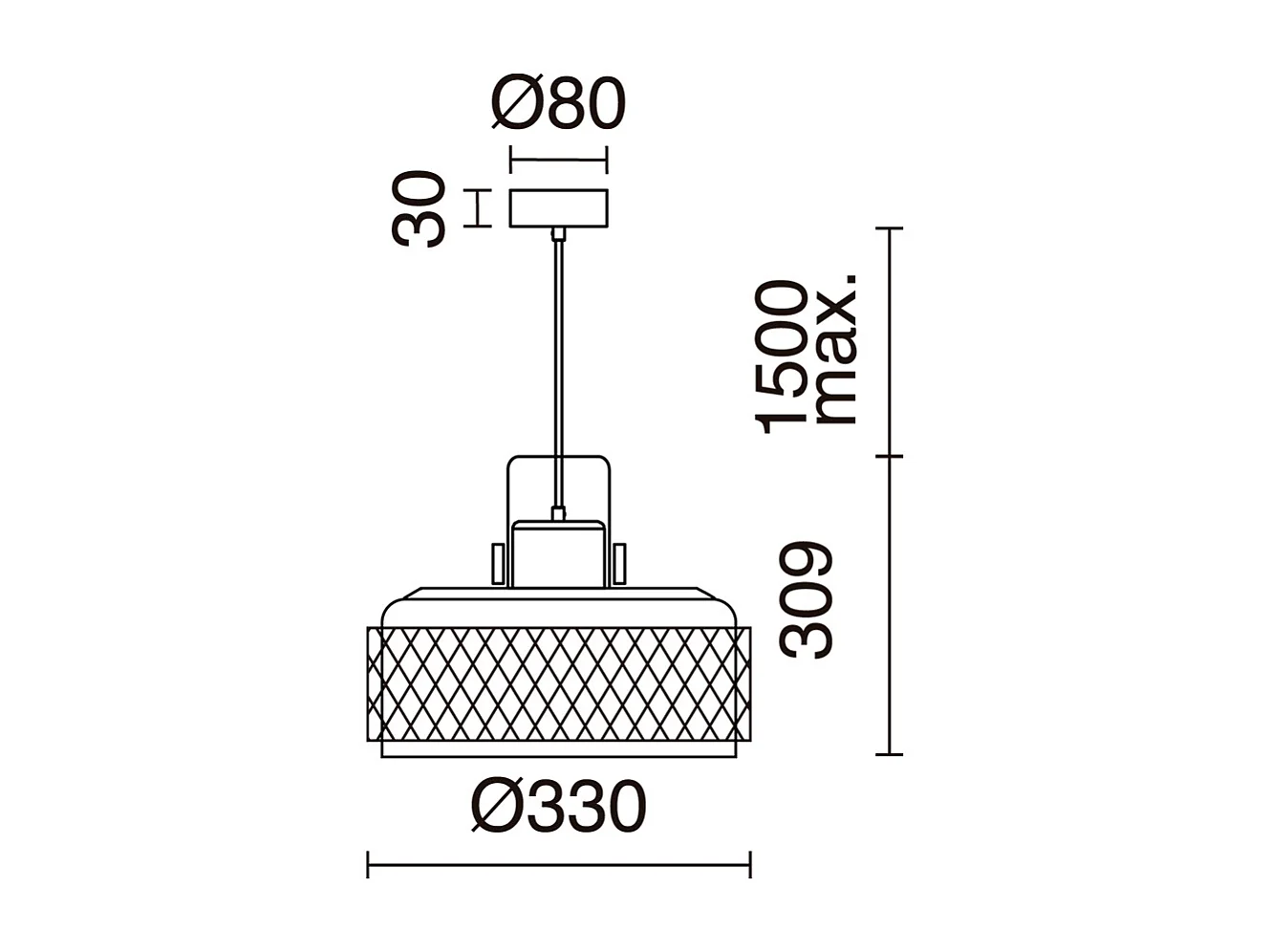 TOSCA moderne stijl plafondlamp - D. 33 cm x H. 150 cm - E27 60W - IP20 - binnen - staal en aluminium - zwart en goud