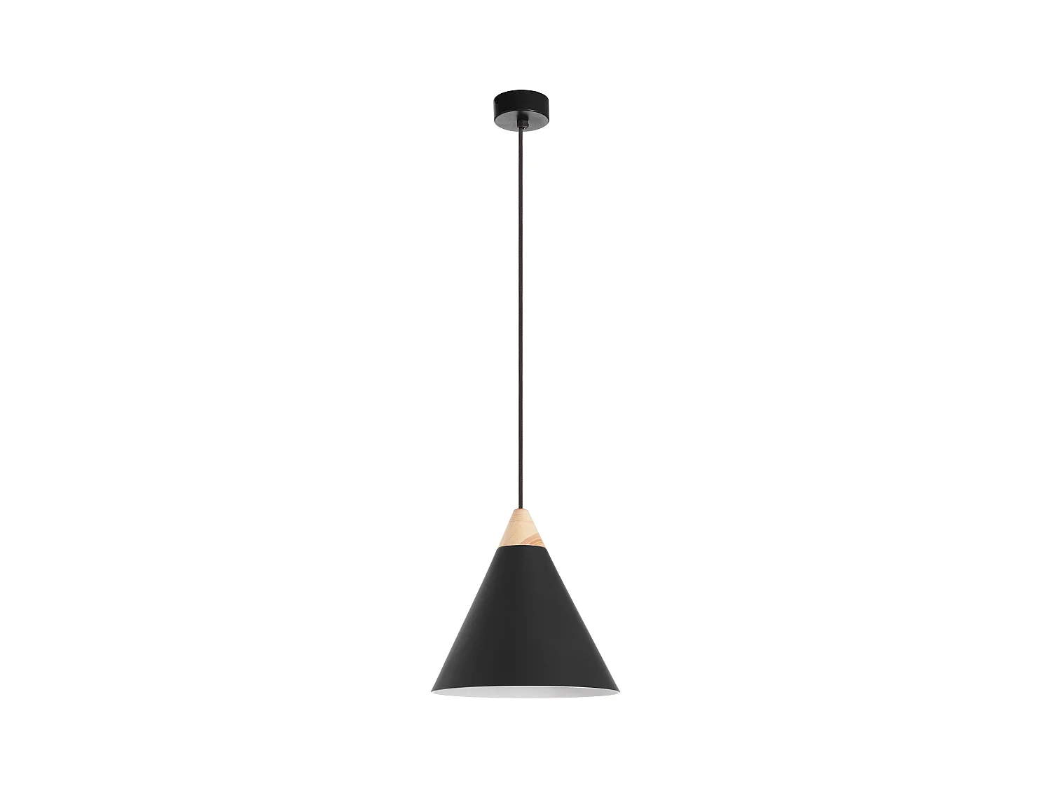 ODA Deckenleuchte im modernen Stil – H. 150 cm x T. 25,5 cm – E27 60 W – Stahl und Eschenholz – Schwarz – IP 20