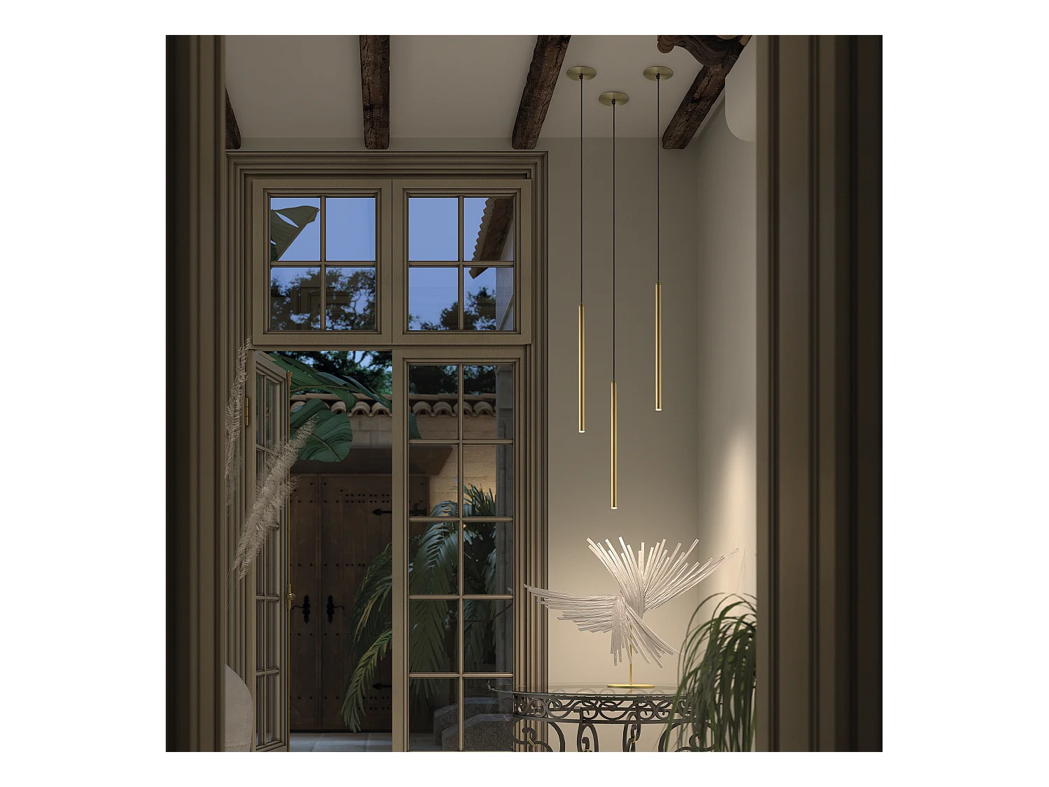 Deckenleuchte im modernen Stil TANIA – Höhe 60,8 cm – LED SMD AC 4 W – 400 lm und 3 K – Sockel ø14 cm – Stahl und Gold – IP40