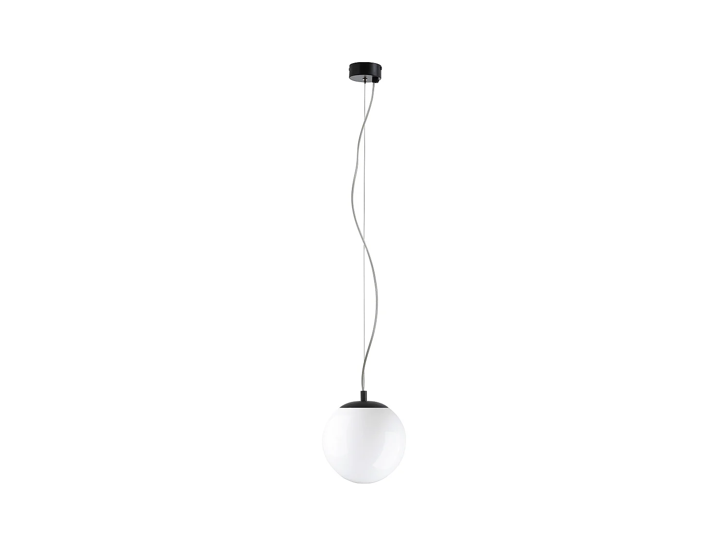 Lampa sufitowa OXY w klasycznym i ponadczasowym stylu - g?. ø20 cm x wys. 150 cm - E27 40W - opalowa kula ø20 cm - stal i kolor czarny