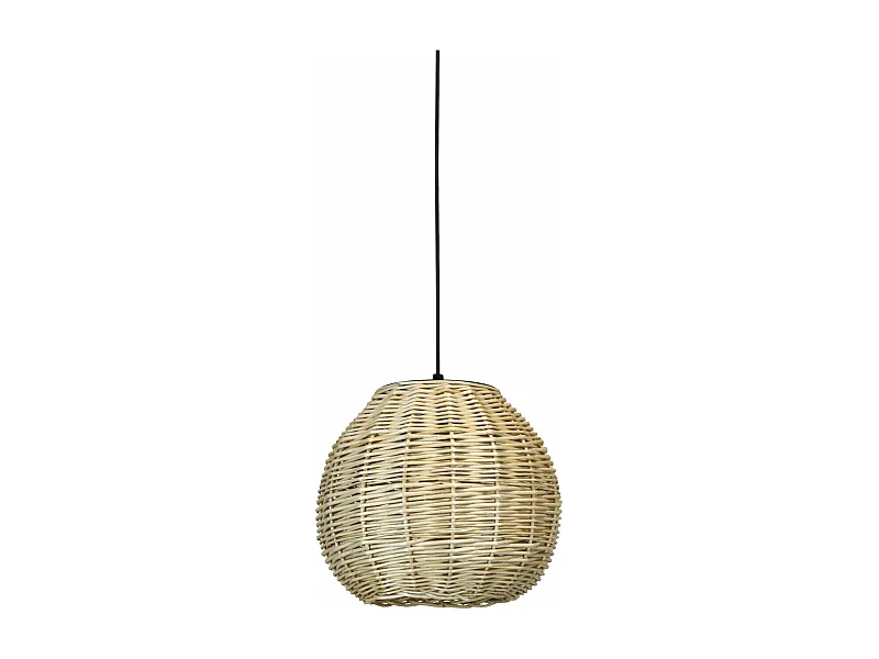 Plafonnier Naturel moderne-h130cm x ø30cm-e27 15w-acier, osier clair-ip20