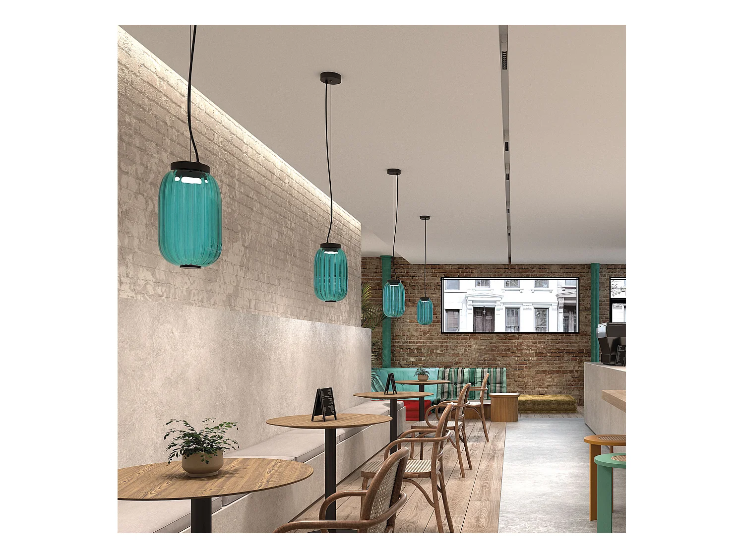 Lampada da soffitto classica krista-h.130cm x d.ø16.3cm-led 10w-2.7k-zero, blu-ip20