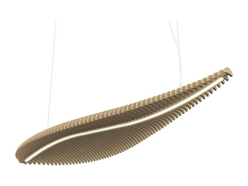 Lampada da soffitto Fish.-l.142,7cm x largh.ezza 42,8cm-ip20, led 26w-2,7k-120º-legno
