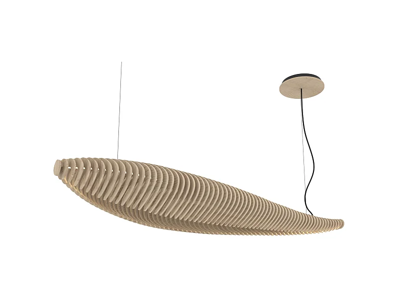 Lampada da soffitto Fish.-l.142,7cm x largh.ezza 42,8cm-ip20, 26w led-2,7k-120º-legno