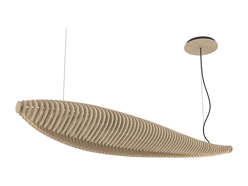 Plafonnier Poisson moderne-L.142,7cm x largeur 42,8cm-IP20, 26W LED-2,7K-120º-Bois