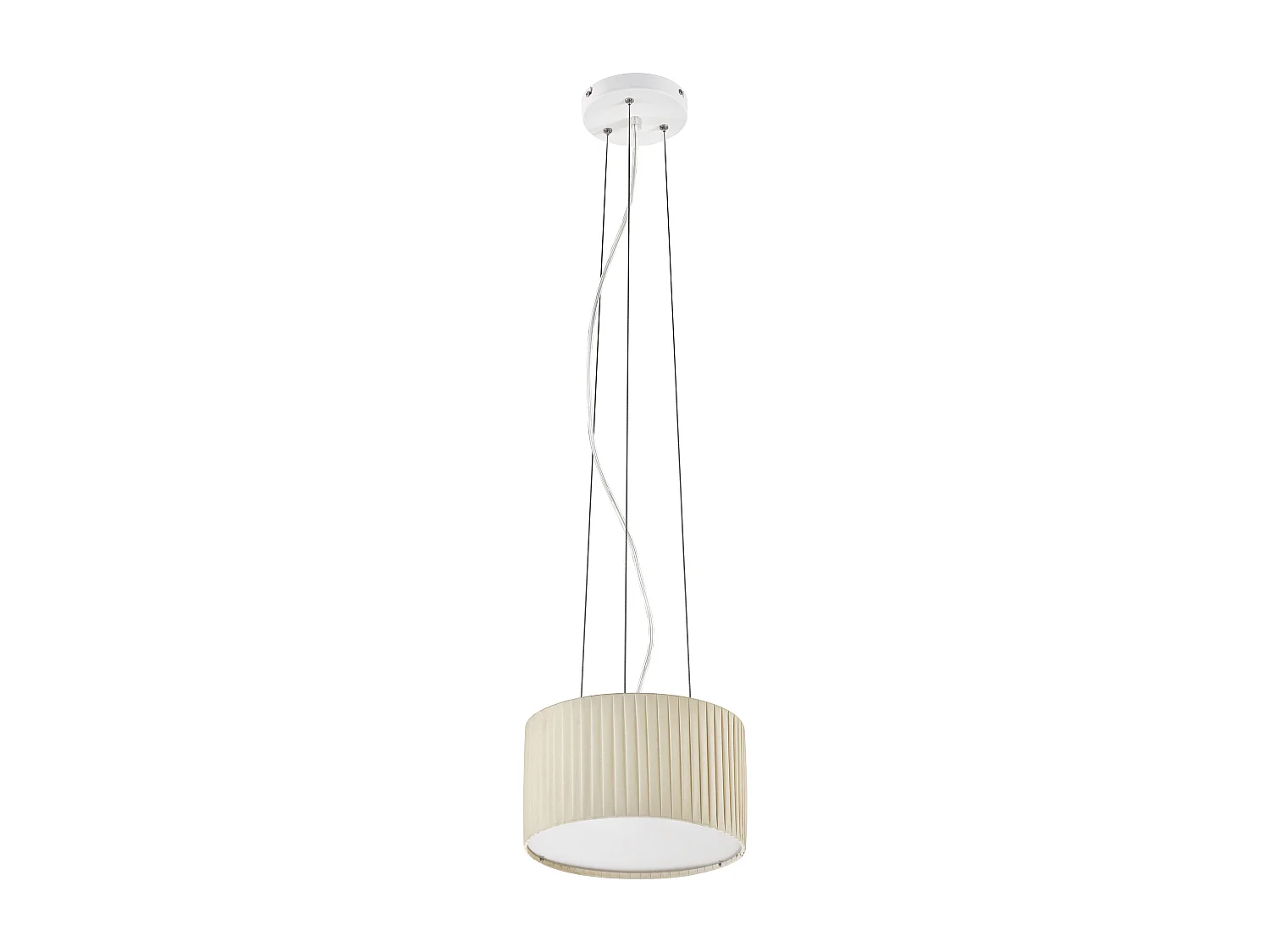 VORADA moderne stijl plafondlamp - D. ø30 cm x H. 150 cm - LED COB AC 12W - 1030 lm Y 3K - IP20 - synthetische lampenkap met geplooid lint - staal en beige