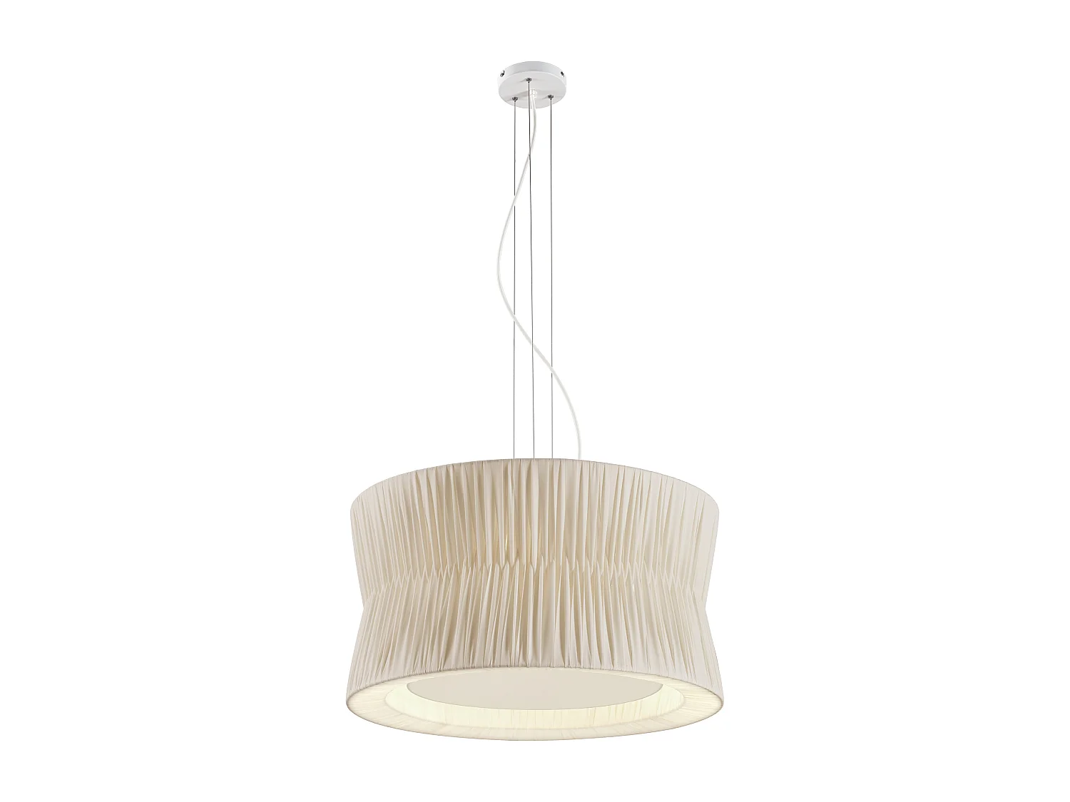 CORA plafondlamp klassieke stijl - geplooide lint lampenkap - D. ø59 cm x 3x E27 60W - staal en beige - IP20