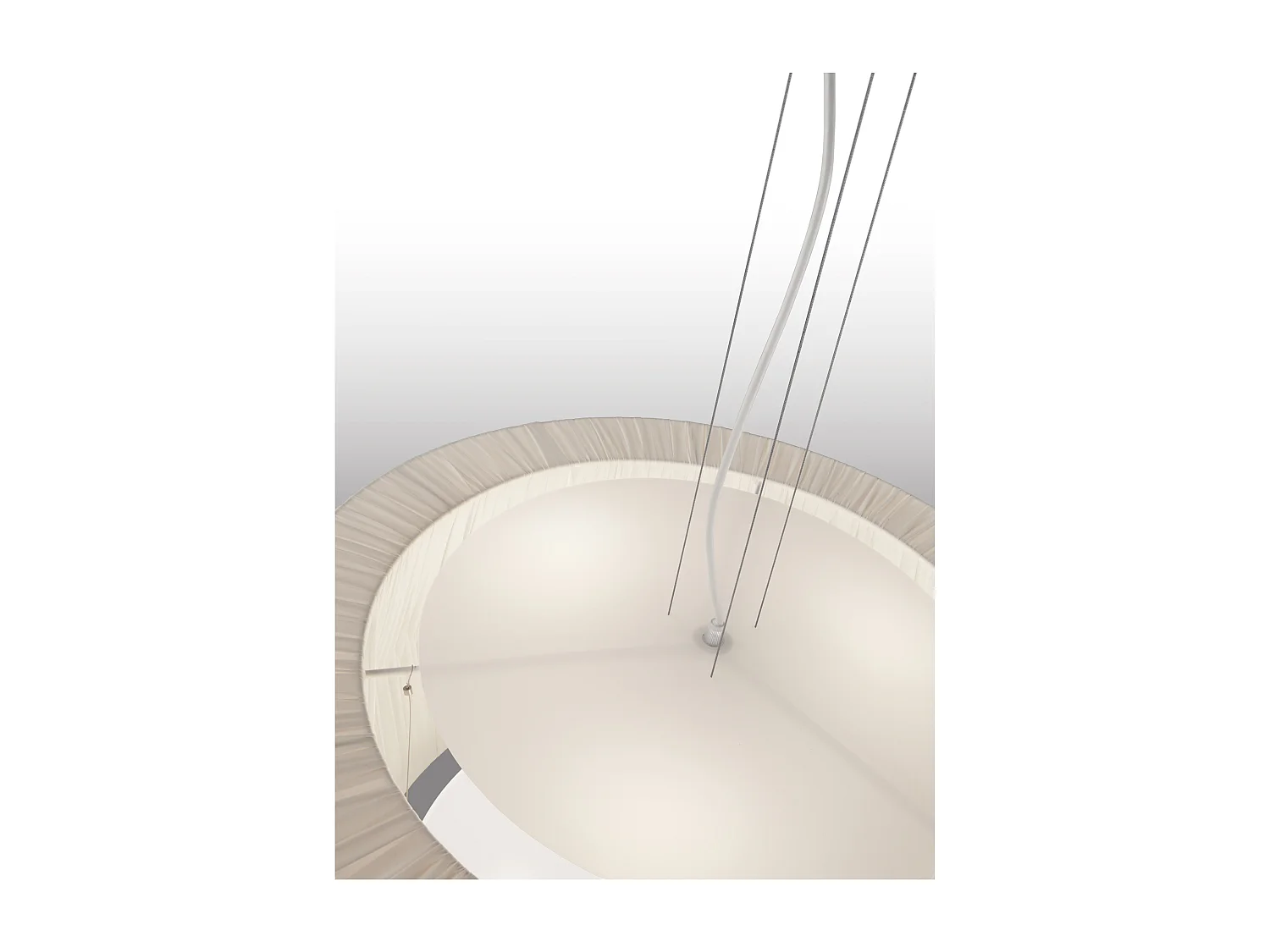 CORA plafondlamp klassieke stijl - geplooide lint lampenkap - D. ø59 cm x 3x E27 60W - staal en beige - IP20