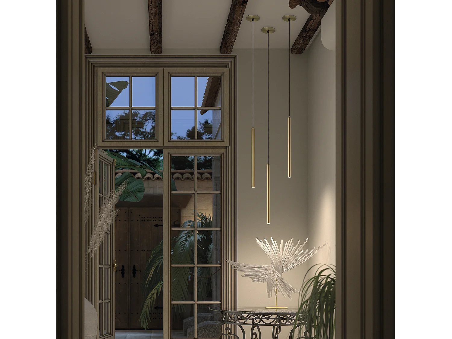 Lampada da soffitto moderna Tania-h.60.8 cm-led ac 4w-400lm,3k-d.ø14 cm-acciaio,rame-ip40