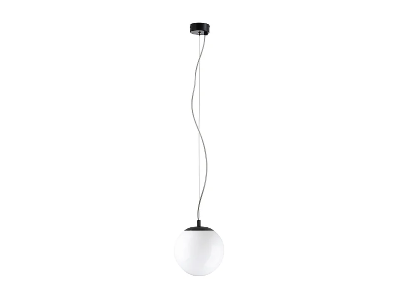 Lampa sufitowa OXY klasyczny i ponadczasowy styl - g?. ø35 cm x wys. 150 cm - E27 40W - opalowa kula ø35 cm - stal i kolor czarny