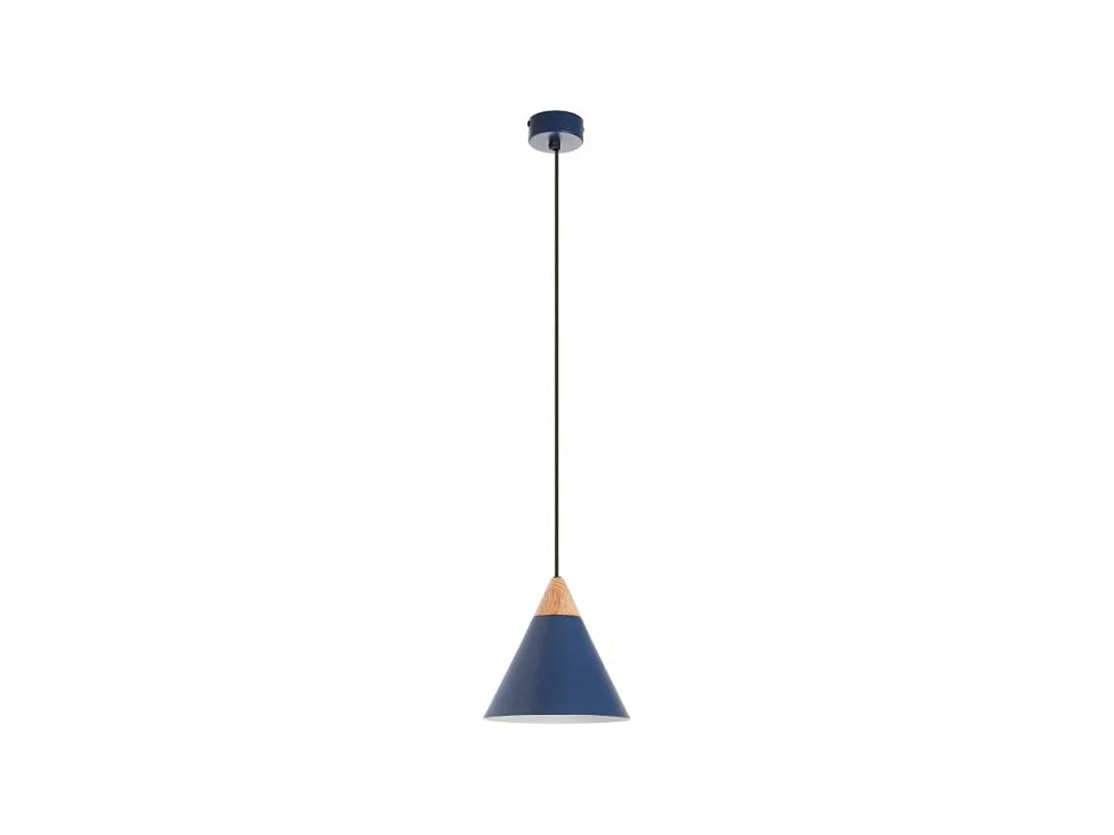 Lampada da soffitto moderna Oda-h.150cm x d.ø 20 cm-e27 60w-acciaio, legno-blu-ip20