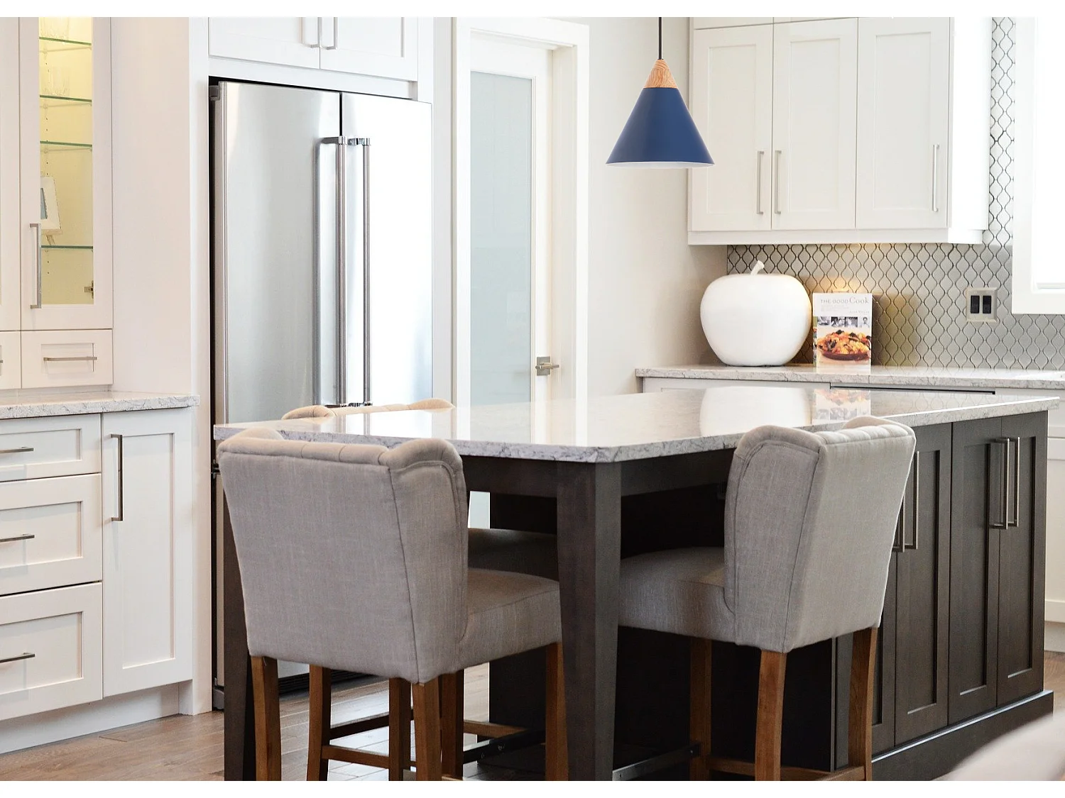 Plafonnier Oda moderne-h150cm x d.ø 20 cm-e27 60w-acier, bois-bleu-ip20