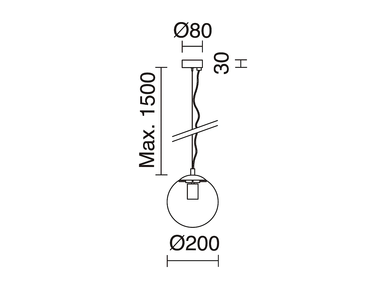 Candeeiro de teto OXY de estilo clássico e intemporal - P.ø20 cm x A. 150 cm - E27 40W - esfera opala ø20 cm - aço e dourado