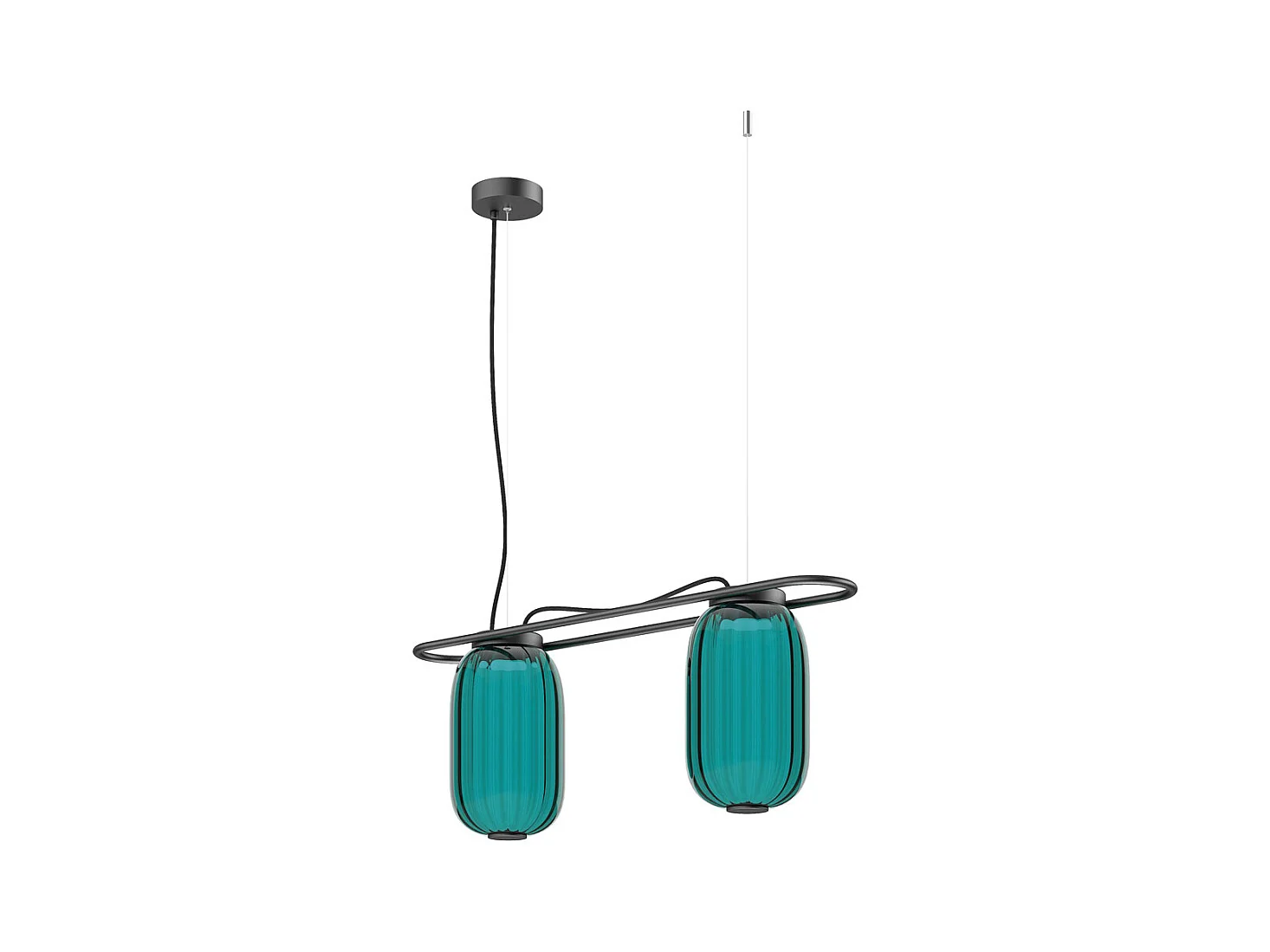 Plafonnier Krista classique-h130cm x d.ø13,8 cm-2x LED 10w-2,7K-acier, bleu-IP20
