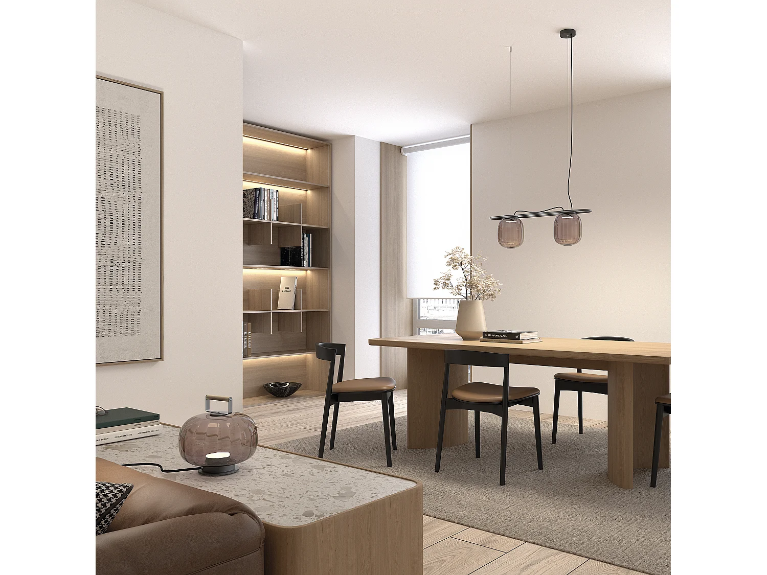 KRISTA klassieke stijl plafondlamp - 2x LED SMD AC 10W - 1660lm en 2700K - glazen kap ø16,3 cm x H 130 cm - Staal en blauw - IP20