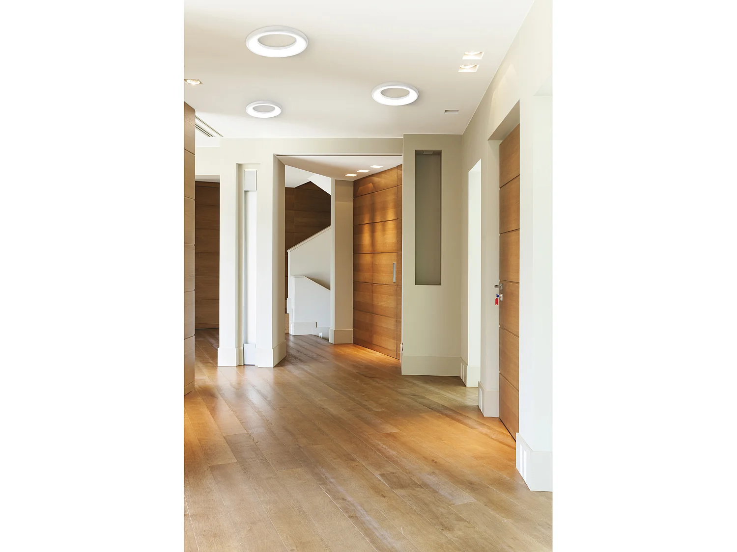 Lampada da soffitto moderna Fred-d.ø40cm-led 35w-2940lm,3k-120º,125º-ip40-alluminio,opale-bl