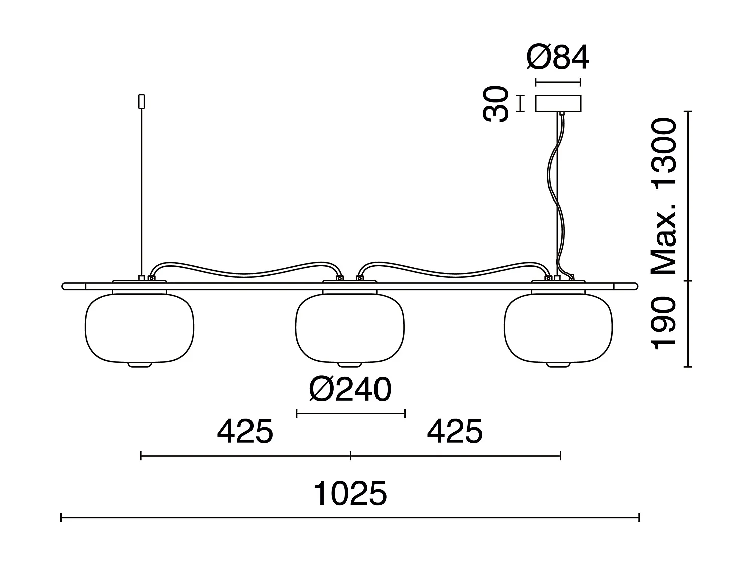 Plafonnier classic Krista-h130cm x d.ø24cm-2x LED 10w-2,7K-acier, bleu-IP20