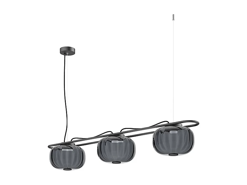 Lámpara te techo KRISTA estilo clásico - 2x LED SMD AC 10W - 2490lm y 2700K - pantalla cristal ø24 cm x Alt. 130 cm - Acero y azul - IP20