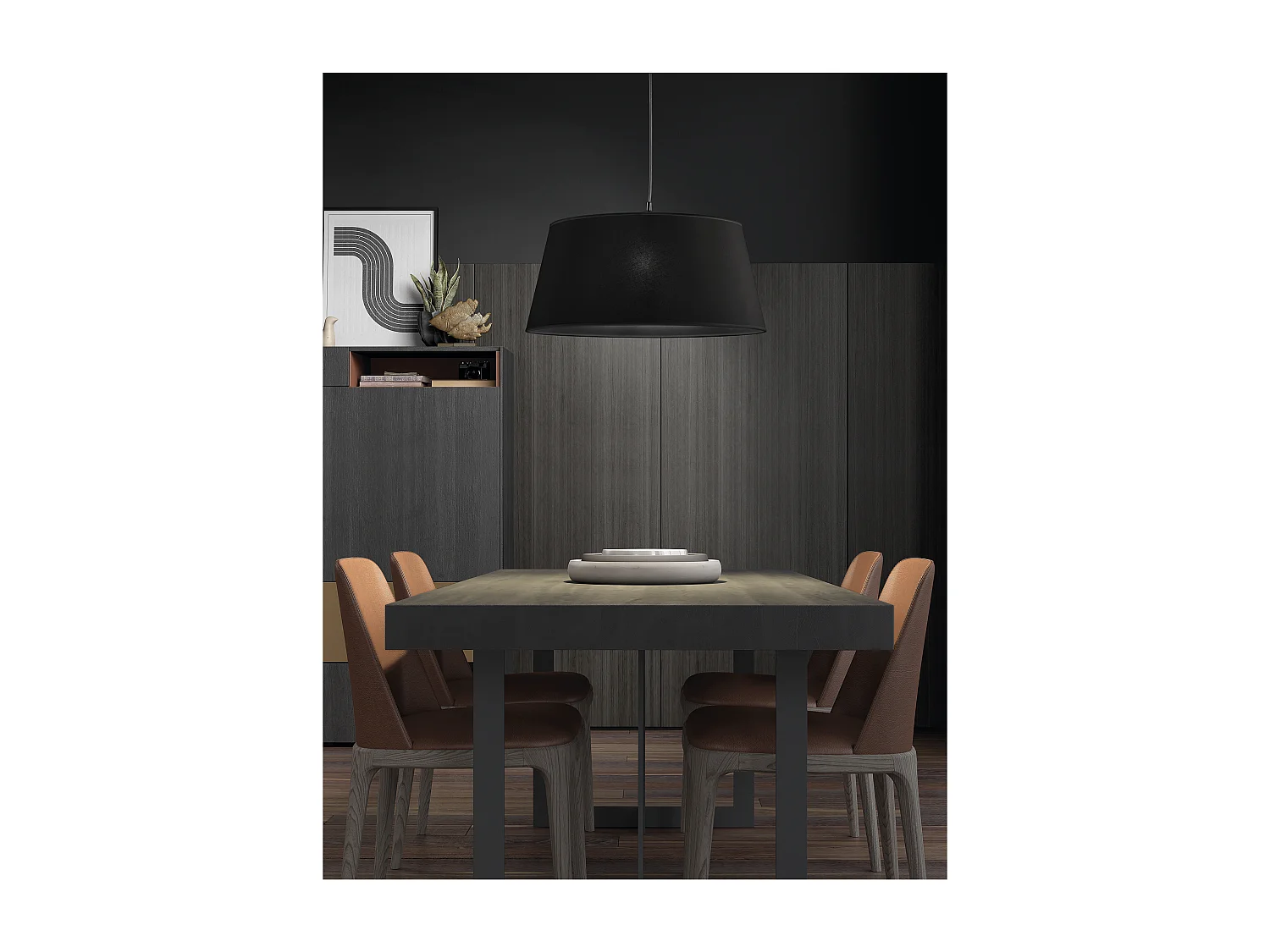 FIRENZE plafondlamp klassieke en moderne stijl - Hoogte 190 cm - transparante kabel - Lampenkap ø50 cm - E27 60W - IP20 - staal en beige