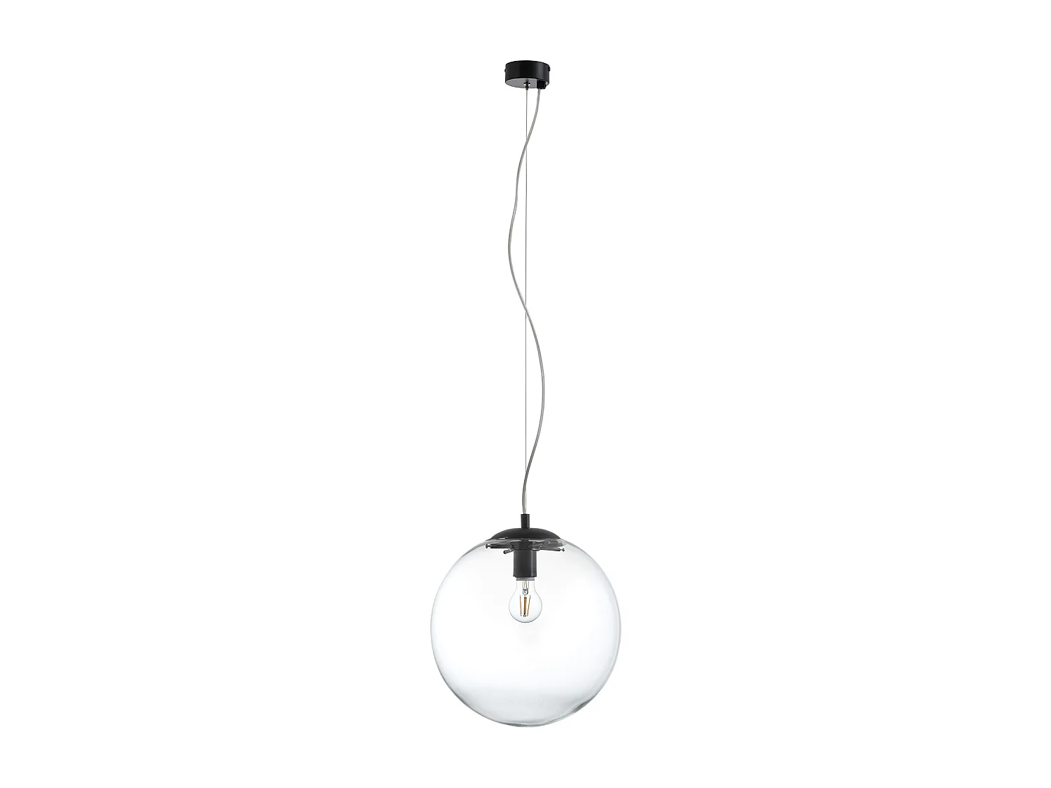 Plafonnier classic Oxy-d.ø30cm x h150cm-e27 40w-transparent ø30cm-acier,noir