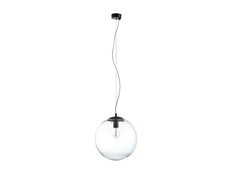 Plafonnier classic Oxy-d.ø30cm x h150cm-e27 40w-transparent ø30cm-acier,noir