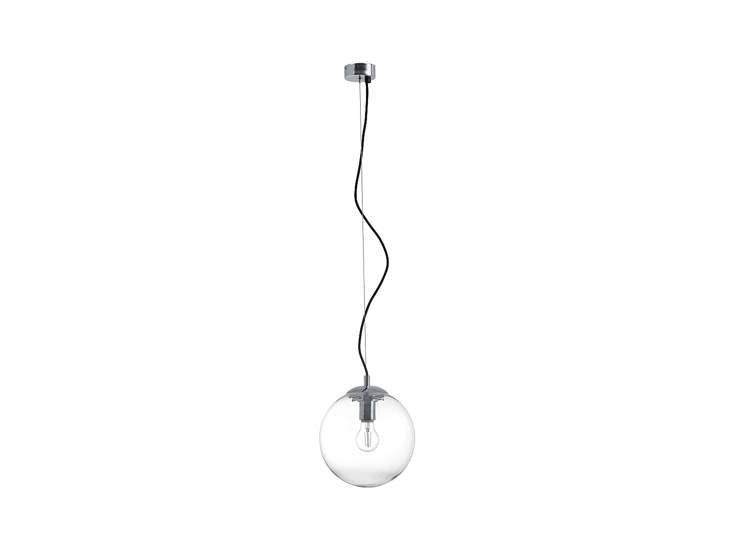 Plafonnier classic Oxy-d.ø25cm x h150cm-e27 40w-transparent ø25cm-acier,chrome