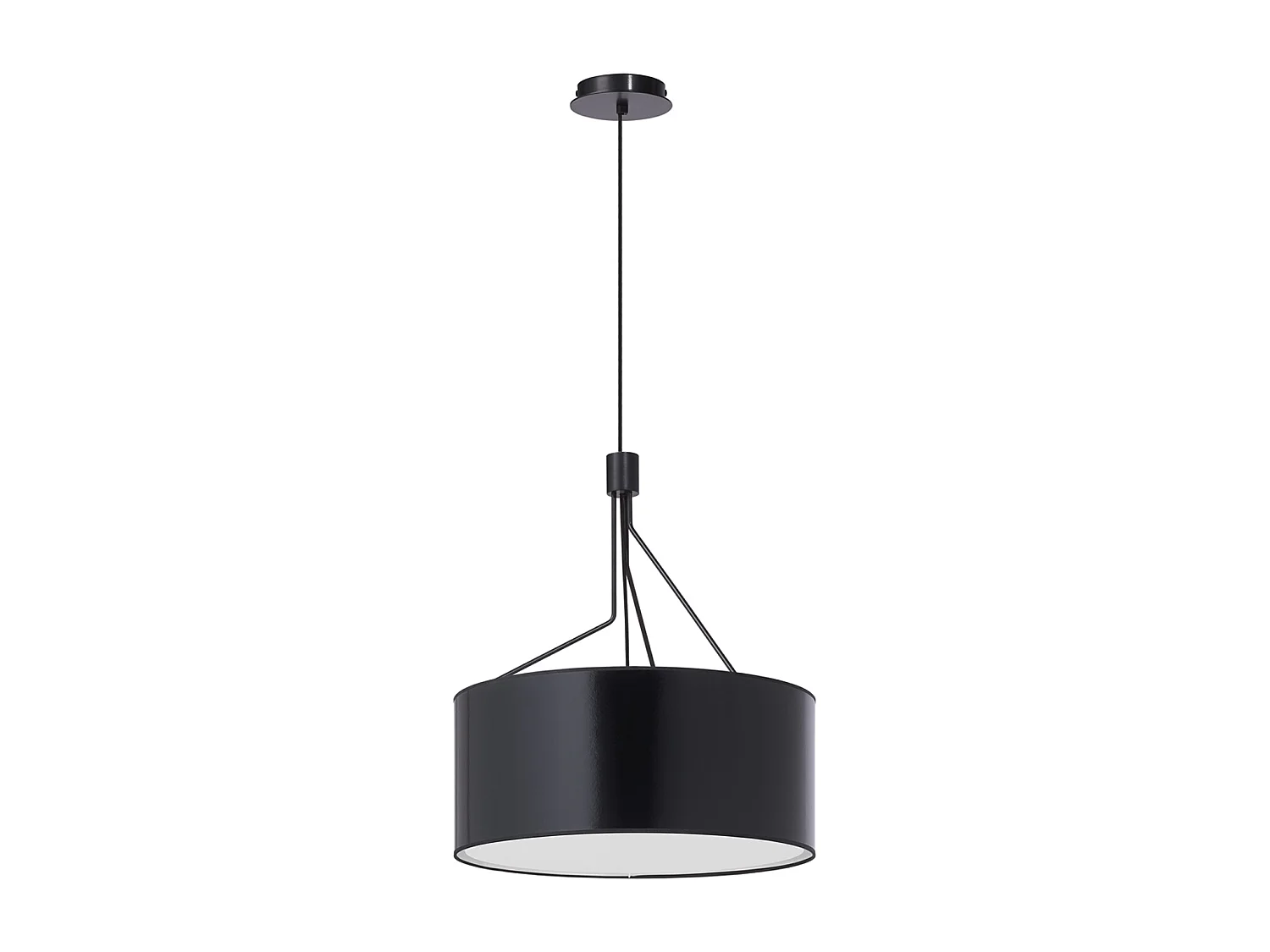 Candeeiro de teto DIAGONAL estilo moderno - A 150 cm - 3x E27 13W - candeeiro sintético ø50 cm - aço e preto - IP20 - interior