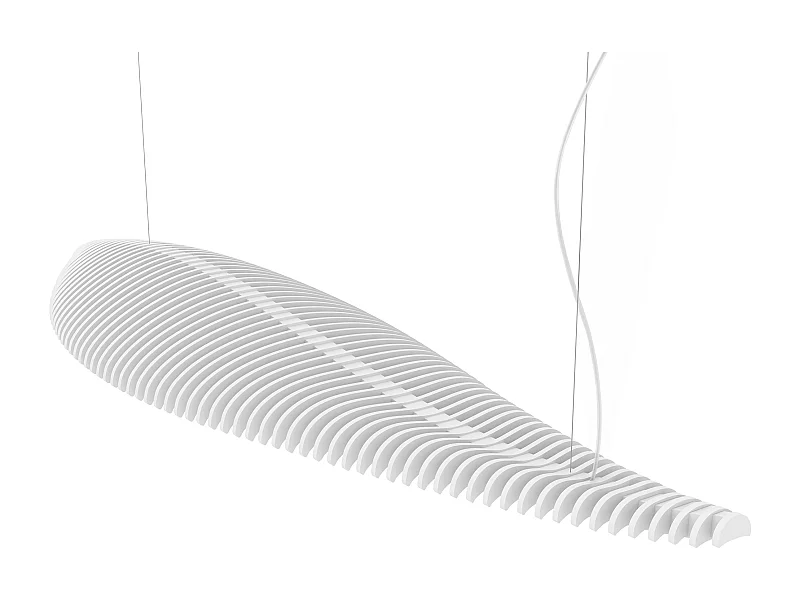 Plafonnier Poisson moderne-L.142,7cm x largeur 42,8cm-ip20, led 26w-2,7k- 120º-blanc