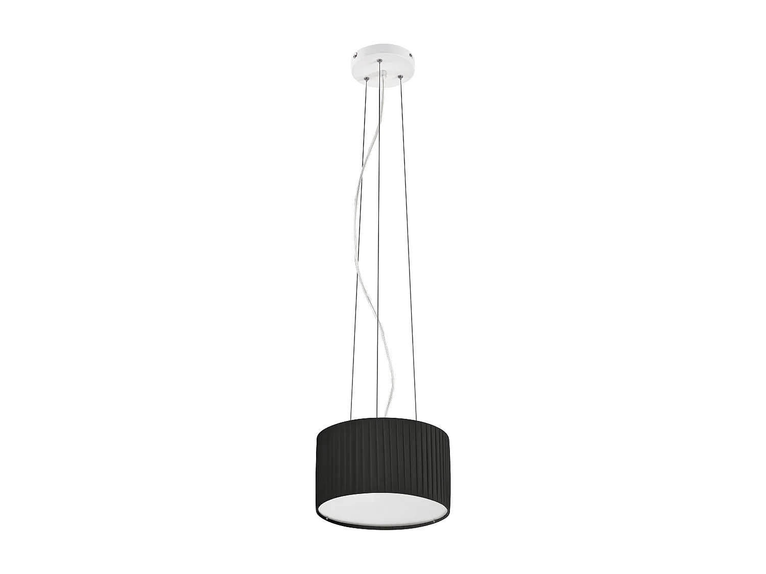 VORADA moderne stijl plafondlamp - D. ø30 cm x H. 150 cm - LED COB AC 12W - 1030 lm Y 3K - IP20 - lampenkap met synthetisch geplooid lint - staal en zwart