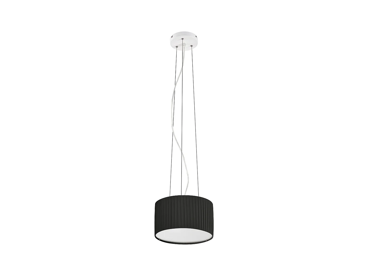 Lampa sufitowa VORADA w stylu nowoczesnym - g?. ø30 cm x wys. 150 cm - LED COB AC 12W - 1030 lm Y 3K - IP20 - syntetyczny plisowany klosz wst?gowy - stal i czarny