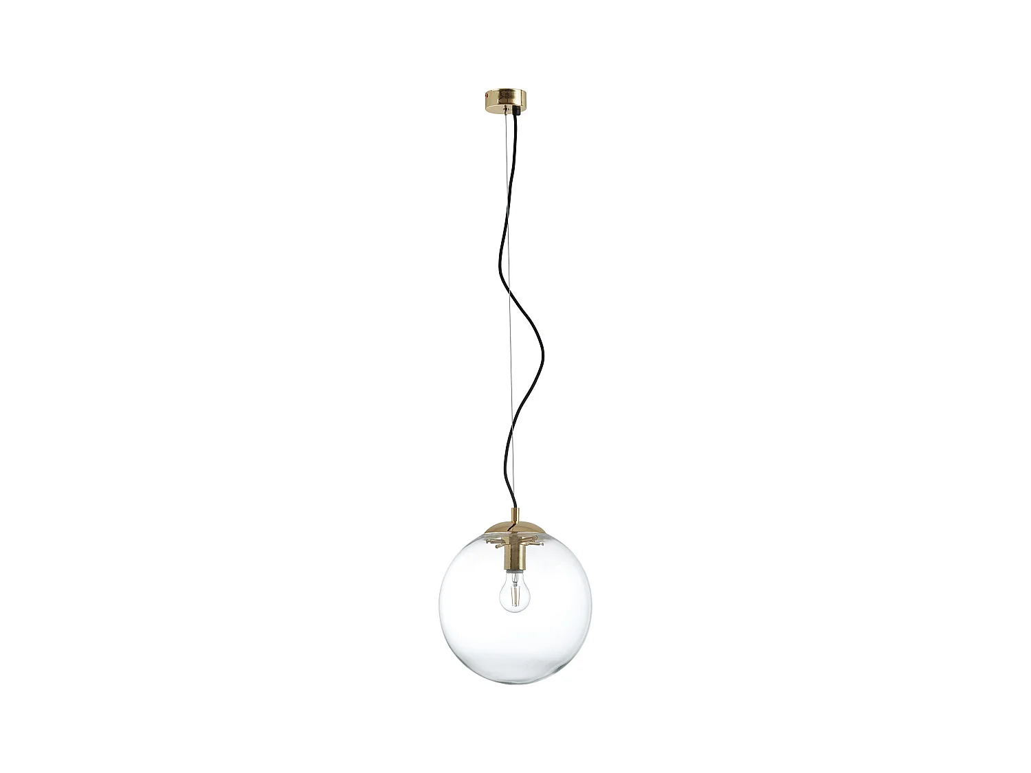 OXY plafondlamp klassieke en tijdloze stijl - D.ø30 cm x H. 150 cm - E27 40W - transparante bol ø30 cm - staal en goud