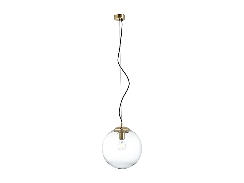 Plafonnier classique Oxy-d.ø40cm x h150cm-e27 40w-transparent ø40cm-acier et or