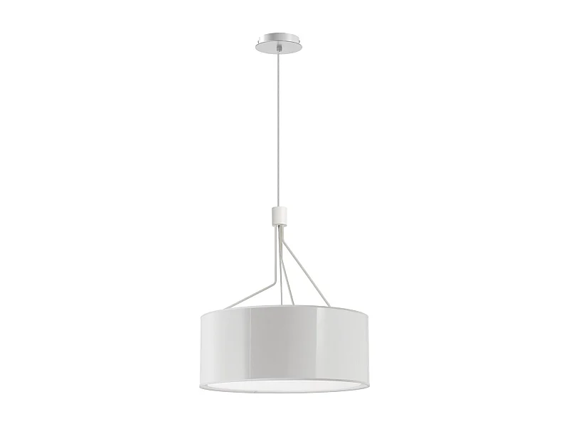 DIAGONAL plafondlamp moderne stijl - H. 150 cm - 3x E27 13W - kunststof lampenkap ø50 cm - staal en wit - IP20 - binnen