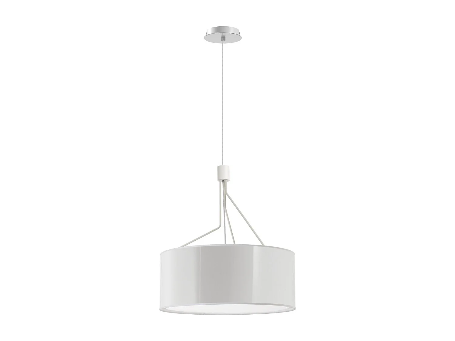 Candeeiro de teto DIAGONAL estilo moderno - A. 150 cm - 3x E27 13W - abat-jour sintético ø50 cm - aço e branco - IP20 - interior