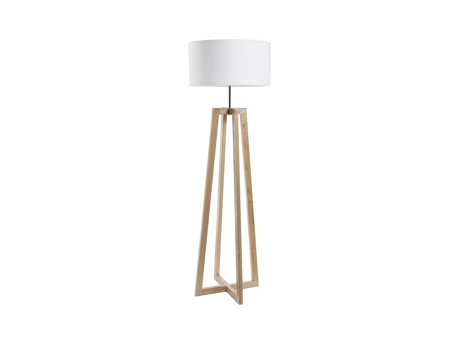 Lampadaire moderne Kara -h158 cm x d.ø45- e27 60w-on&off-ip20-bois-acier,blanc