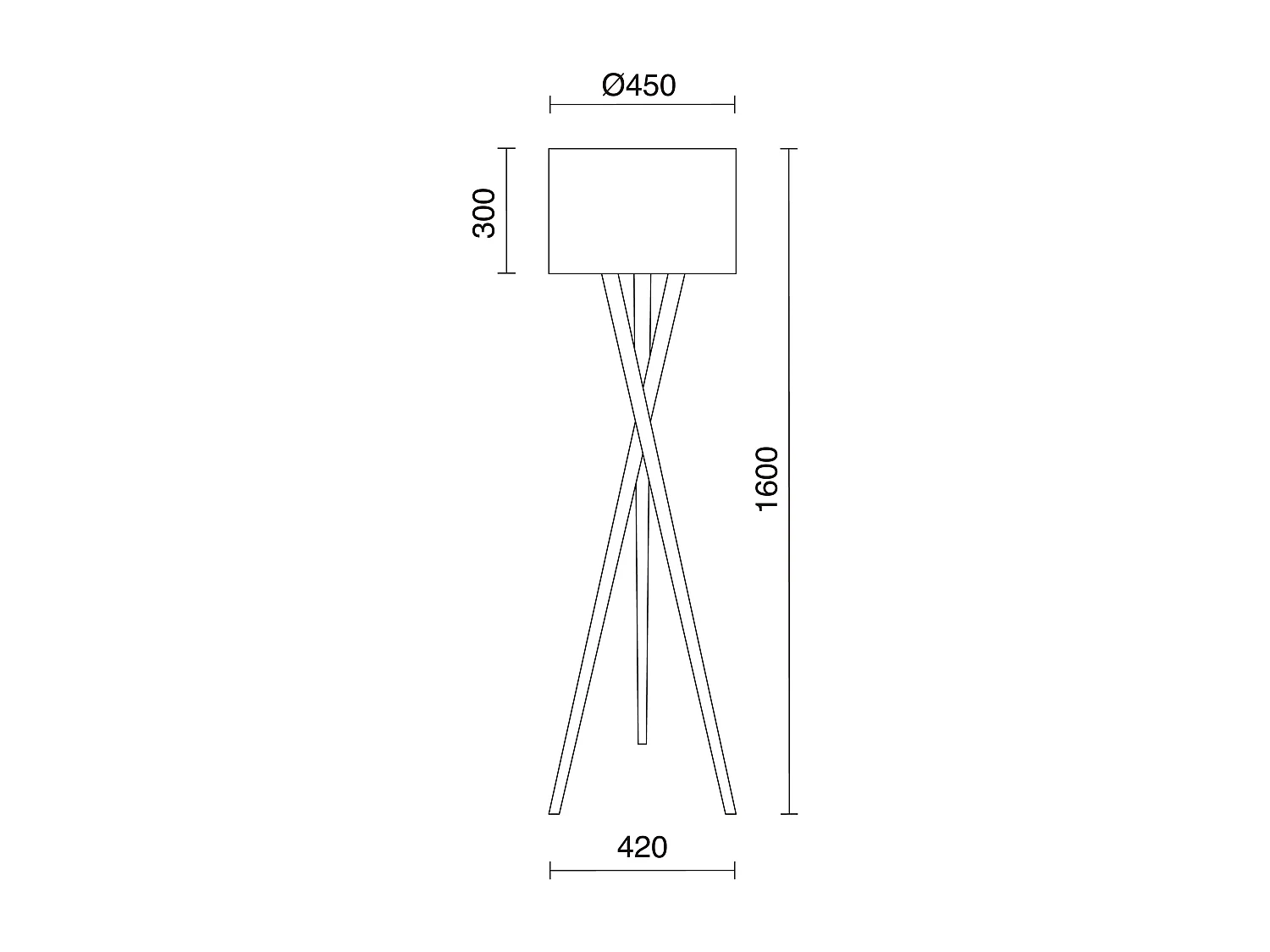 Lámpara de pie WOOD estilo clásico - Alt. 160 cm - E27 60W -  cable 2 metros - on&off - madera de haya - pantalla ø45 cm - algodón blanco