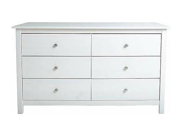 Cómoda 6 cajones modelo Bella acabado blanco, 130 cm(ancho) 80 cm(altura) 45 cm(fondo)